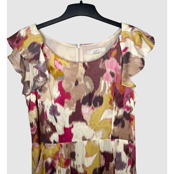 Ann Taylor Loft Womens Multicolor Ruffle Sleeve Dress Size 12 - Picture 8 of 16